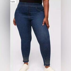 Lane Bryant Pull-On Fit High-Rise Rhinestone Embellished Jegging size 18 NWT